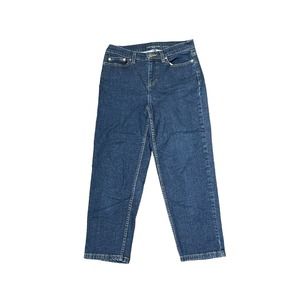 Liz‎ Clairborne Jackie Boyfriend Jeans Crop Blue Denim Mid-Rise Stretch Women 4